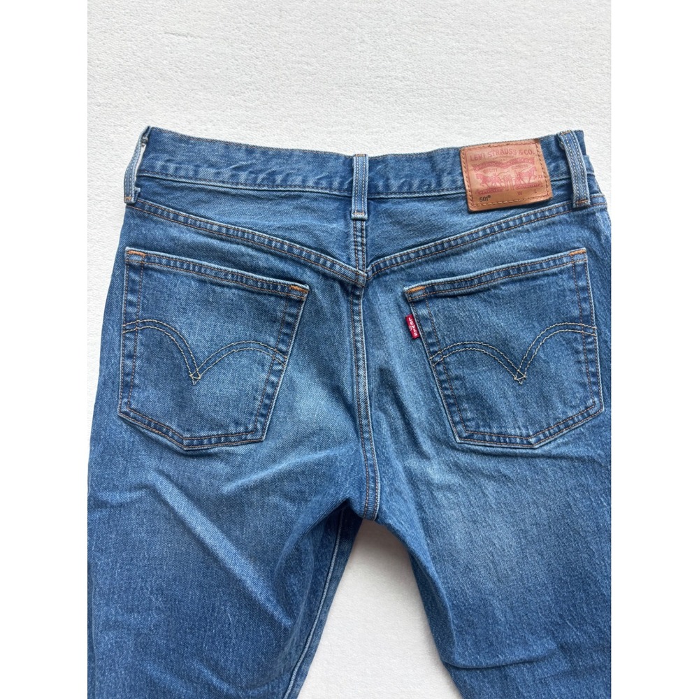 Levi's 501 Original Fit Jeans Womens 27 Medium Wash Distressed Raw Hem Denim - Picture 11 of 12